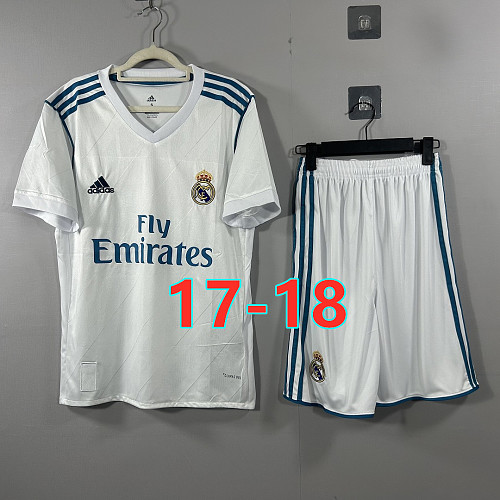 17-18 Real Madrid Home Retro TopThai Short+shorts Kit S-2XL