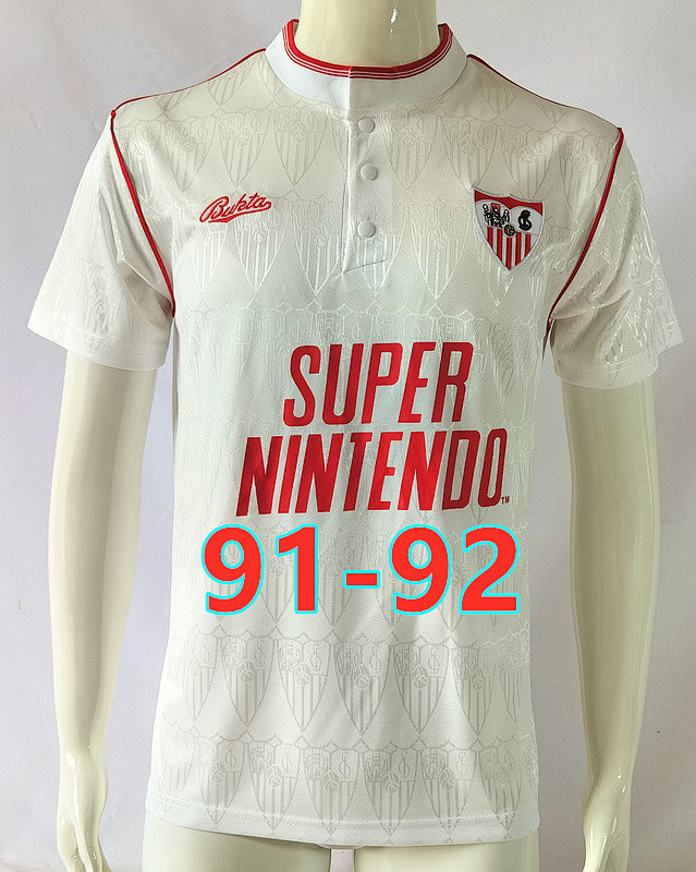 91-92 Sevilla Home Retro Jersey S-2XL