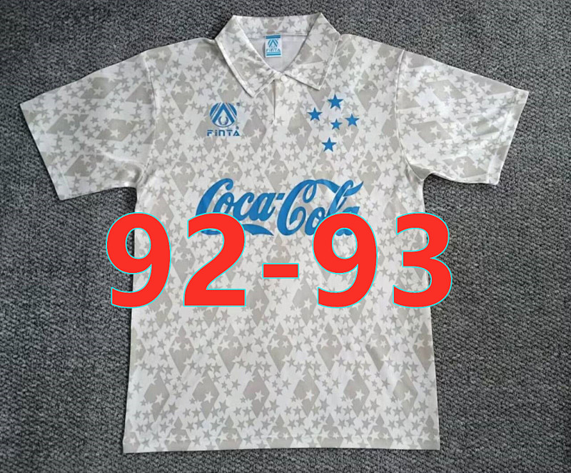 92-93 Cruzeiro Away Retro Fans Version Jersey S-2XL