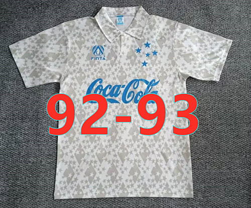 92-93 Cruzeiro Away Retro Fans Version Jersey S-2XL