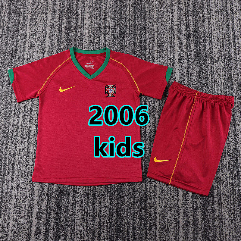 Portugal Home Retro Kids Jersey+shorts Kit 16 -28
