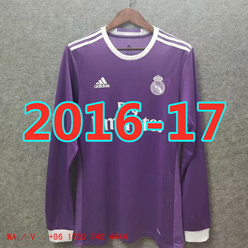 Real Madrid Retro TopThai Quality Away Jersey Long Sleeve S-2XL