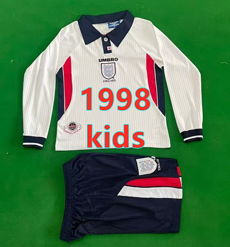 England Home Kids Retro Long+shorts Jersey 16 -28