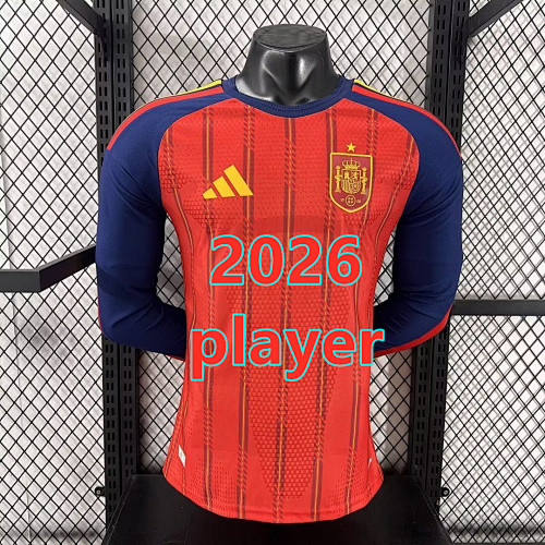 Spain Home Player Long Sleeve Jersey S-4XL