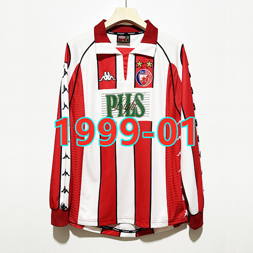 Red Star Belgrade Home Long Sleeve Retro Jersey S-2XL