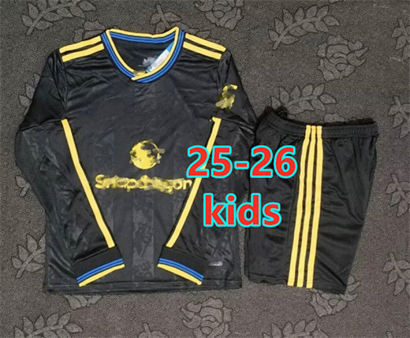 25-26 Manchester United Third Kids Long Jersey+shorts Kit 16 -28
