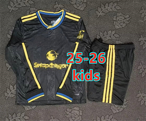25-26 Manchester United Third Kids Long Jersey+shorts Kit 16 -28