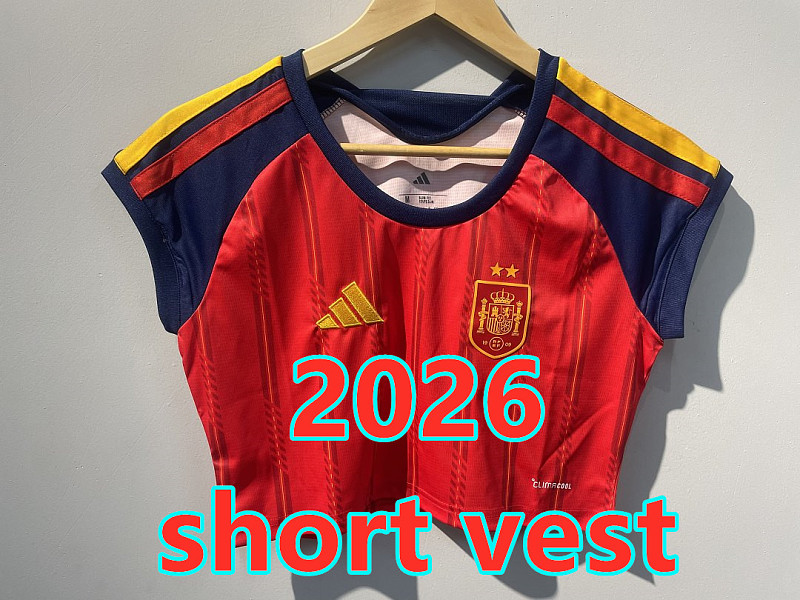 Spain Home Women With 2 Stars Short Vest S-2XL 2