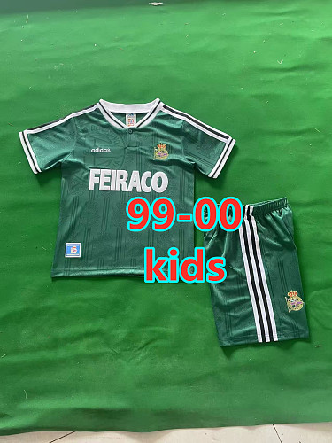 99-00 Deportivo Away Retro Kids Jersey+shorts Kit 16 -28