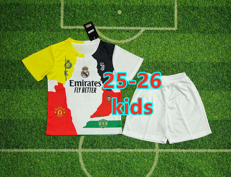 25-26 Real Madrid Anniversary Kids Jersey+shorts Kit 16 -28 C