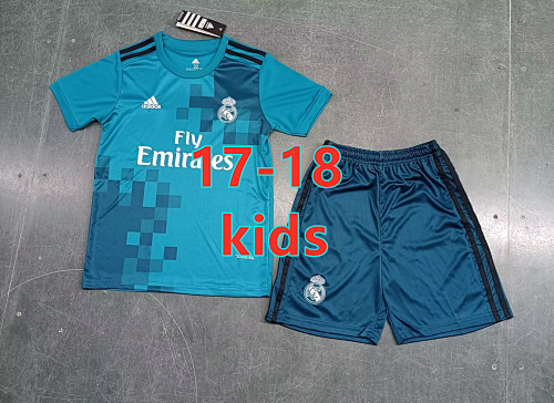 17-18 Real Madrid Third Retro Kids Jersey+shorts Kit 16 -28
