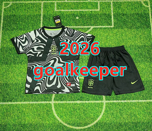 Brazil Goalkeeper Kids Jersey+shorts 16 -28