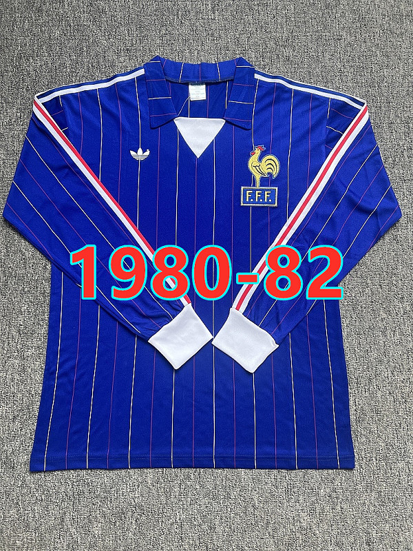 France Home Retro Long Sleeve Jersey S-2XL