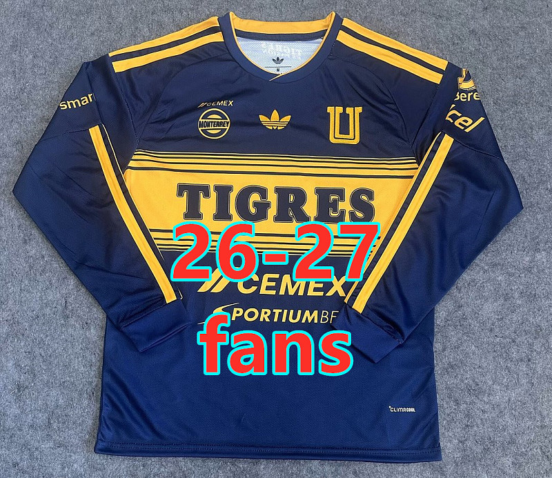 26-27 Tigres Away Fans Long Sleeve Jersey S-4XL