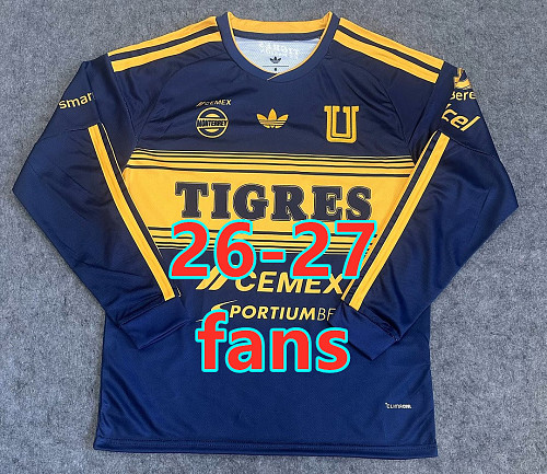 26-27 Tigres Away Fans Long Sleeve Jersey S-4XL