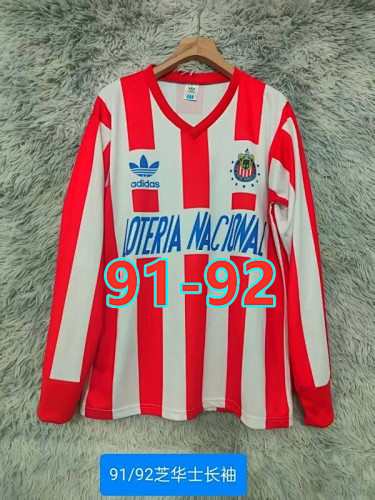 91-92 Chivas Home Retro Long Jersey S-2XL