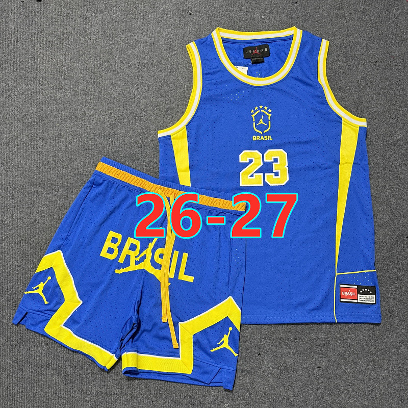 26-27 Brazil Vest+shorts Basketball Kit XS-4XL