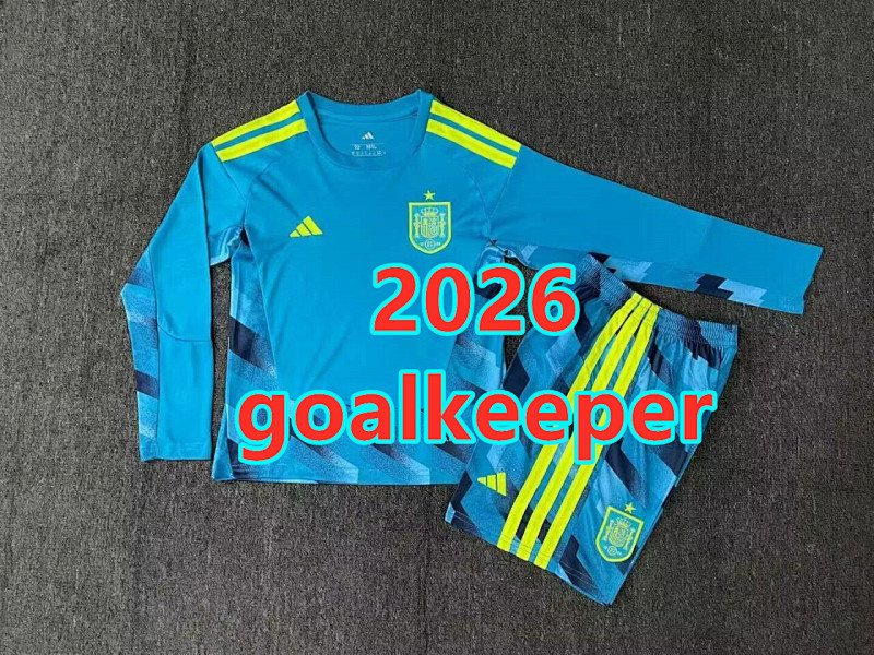 Spain Goalkeeper Kids Long Jersey+shorts Kit 16 -28