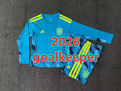 Spain Goalkeeper Kids Long Jersey+shorts Kit 16 -28