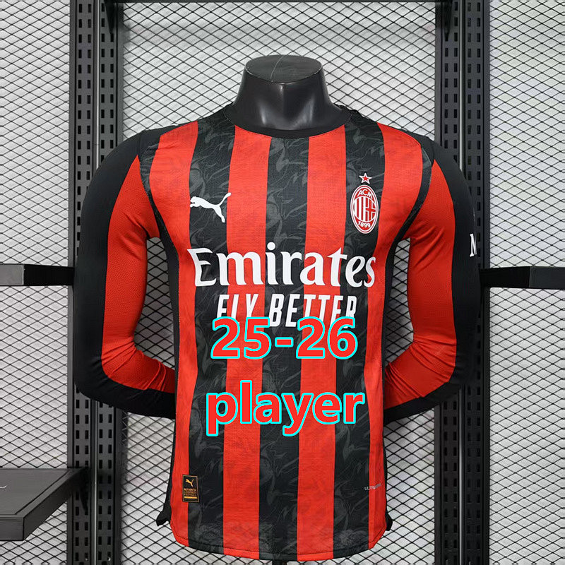 25-26 AC Milan Home Player Long Jersey S-2XL AC