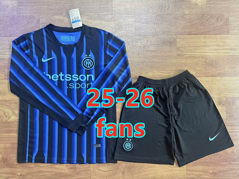 25-26 Inter Milan Home Fans Long Jersey+shorts Kit S-2XL