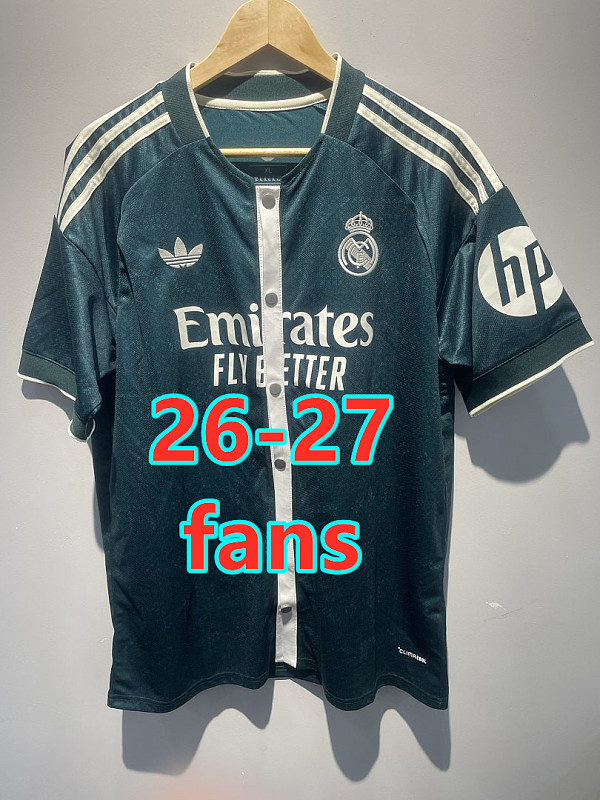 26-27 Real Madrid Away Fans Baseball Jersey S-4XL