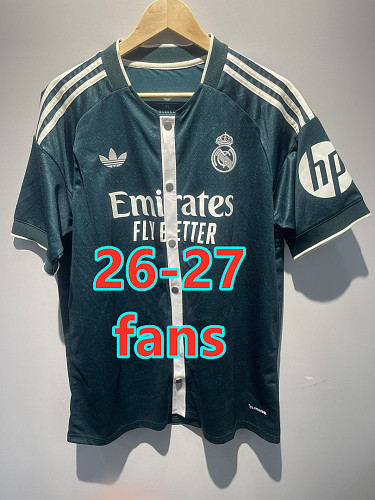 26-27 Real Madrid Away Fans Baseball Jersey S-4XL