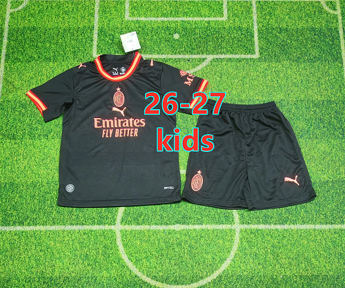 26-27 AC Milan Third Kids Jersey+shorts Kit 16 -28 AC