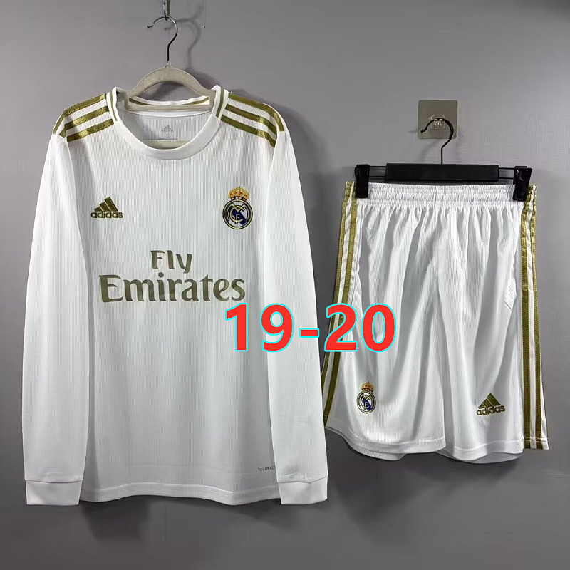 19-20 Real Madrid Home Retro TopThai Long+shorts Kit S-2XL