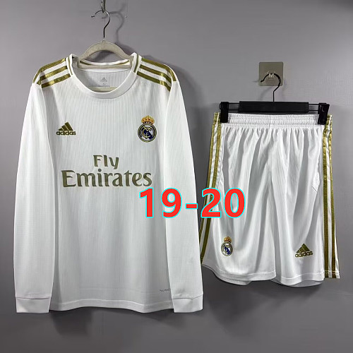 19-20 Real Madrid Home Retro TopThai Long+shorts Kit S-2XL