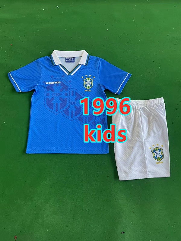 Brazil Away Retro Kids Jersey+shorts Kit 16 -28