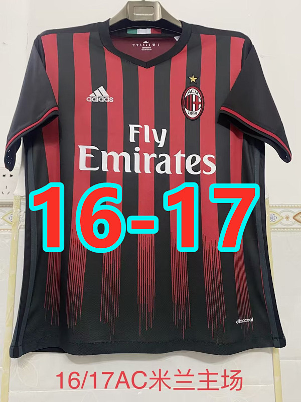 16-17 AC Milan Home Retro Jersey S-2XL AC