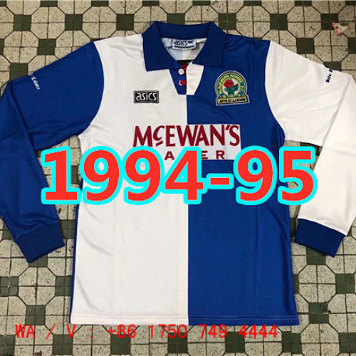 Blackburn Rovers Retro Long Sleeve Home Jersey S-2XL