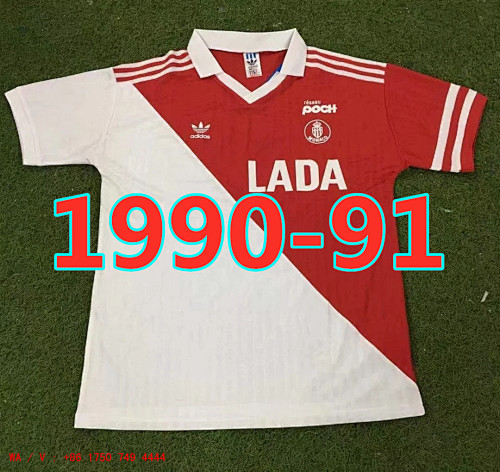 AS Monaco Retro TopThai Quality Home Jersey S-2XL