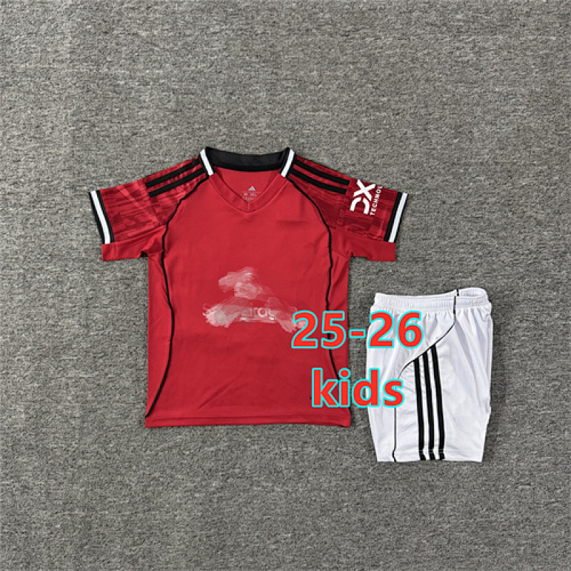 25-26 Manchester United Home Kids Jersey+shorts Kit 16 -28