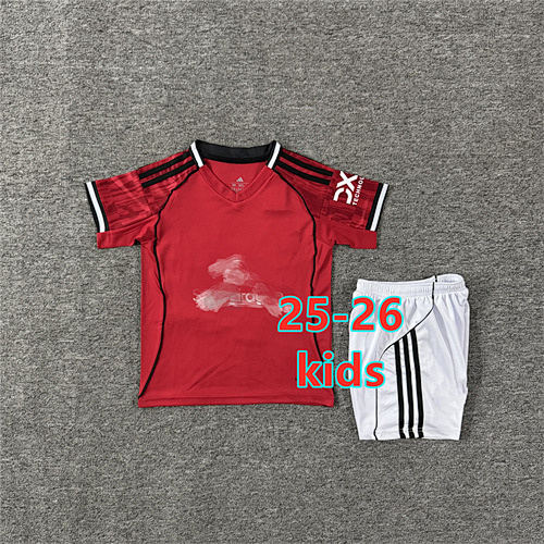 25-26 Manchester United Home Kids Jersey+shorts Kit 16 -28