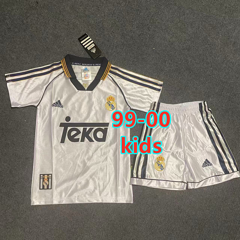 99-00 Real Madrid Home Kids Retro Jersey+shorts Kit 16 -28