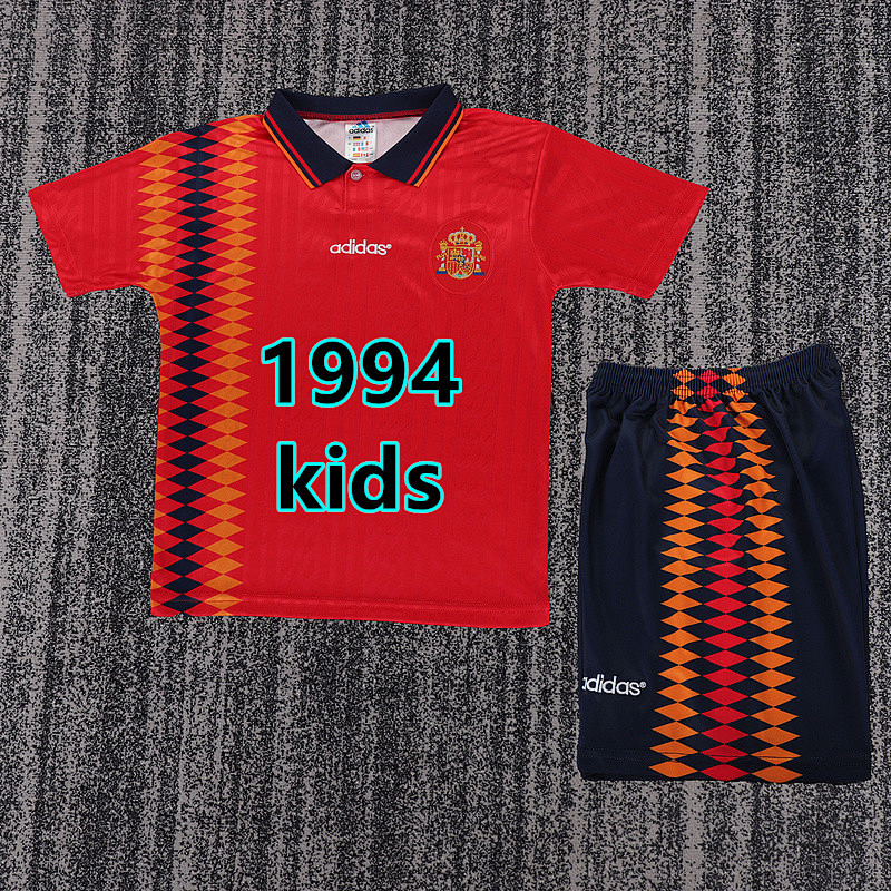 Spain Home Retro Kids Jersey+shorts Kit 16 -28