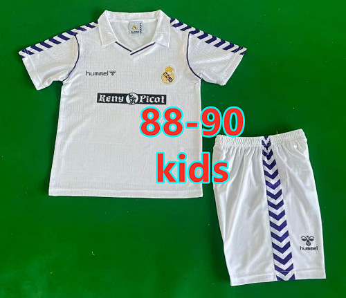 88-90 Real Madrid Home Kids Retro Jersey+shorts Kit 16 -28