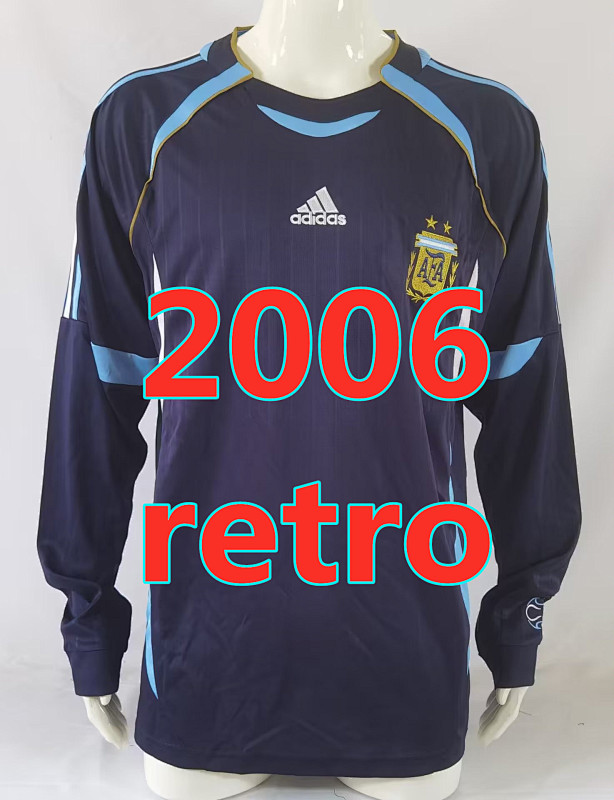 Argentina Retro Away Long Sleeve Jersey S-2XL