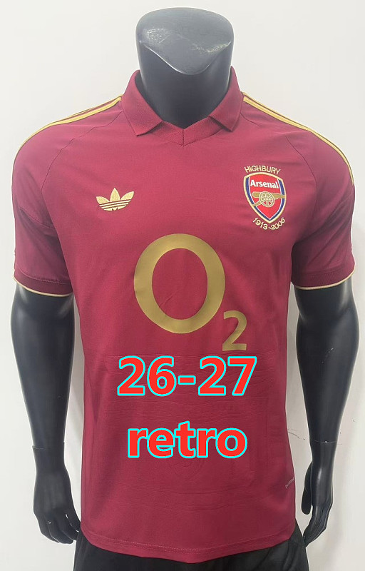 26-27 Arsenal Retro Player Version Jersey S-2XL