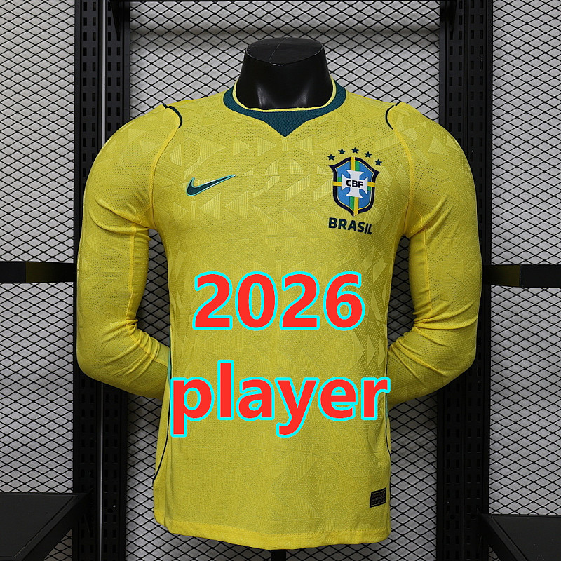 Brazil Home Player Long 16 Teams Jersey S-3XL 16