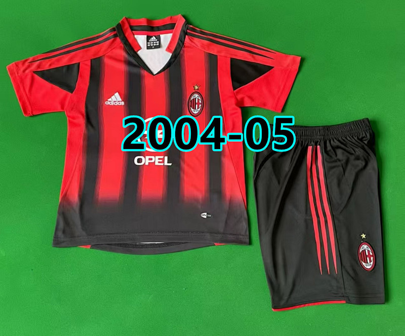 04-05 AC Milan Home Retro Kids Jersey+shorts Kit 16 -28 AC