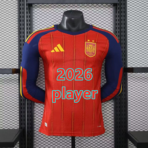 Spain Home Player Long With 2 Stars Jersey S-3XL 2