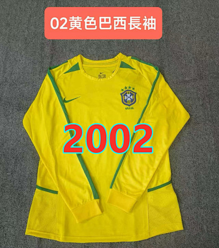 Brazil Home Retro Long Sleeve Jersey S-2XL