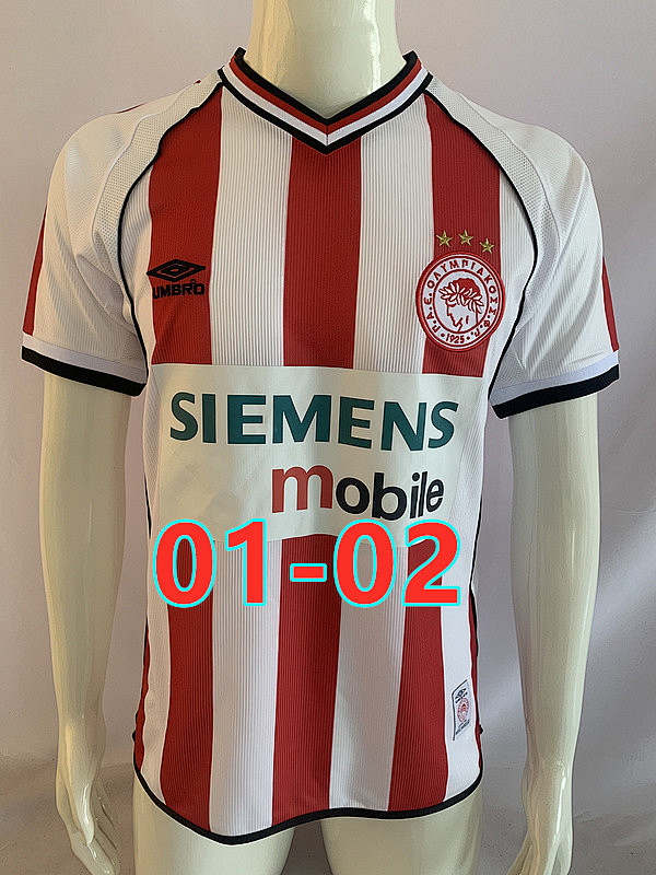 01-02 Olympiacos Home Retro Jersey S-2XL