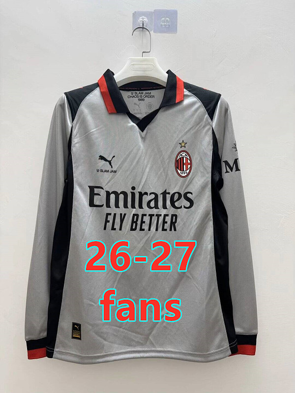 26-27 AC Milan Away Fans Long Sleeve Jersey S-4XL AC