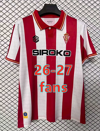 26-27 Gijon Home Fans Version Jersey S-4XL
