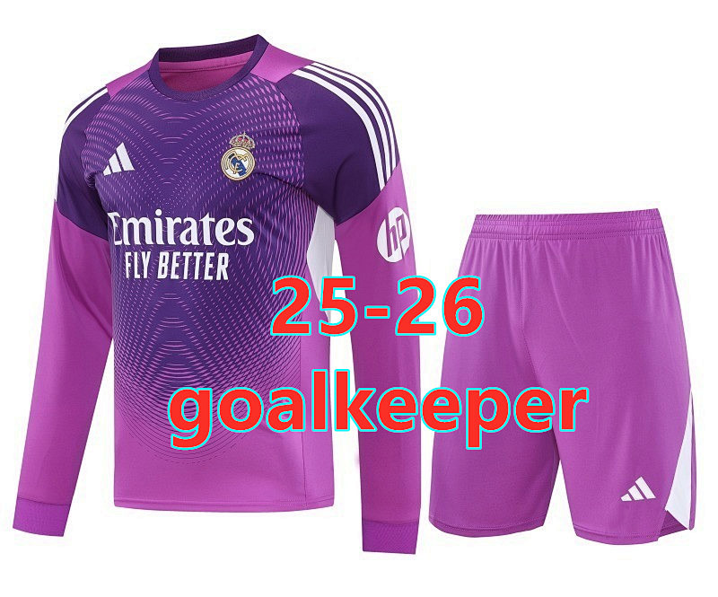 25-26 Real Madrid Goalkeeper Long Jersey+shorts Kit S-2XL