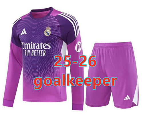 25-26 Real Madrid Goalkeeper Long Jersey+shorts Kit S-2XL